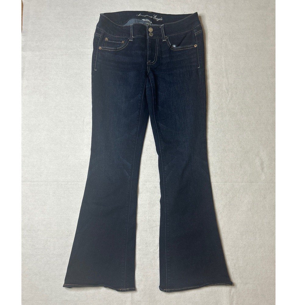 American Eagle Super Stretch Artist Jeans Women 6 Short Dark‎ Wash Flare Denim